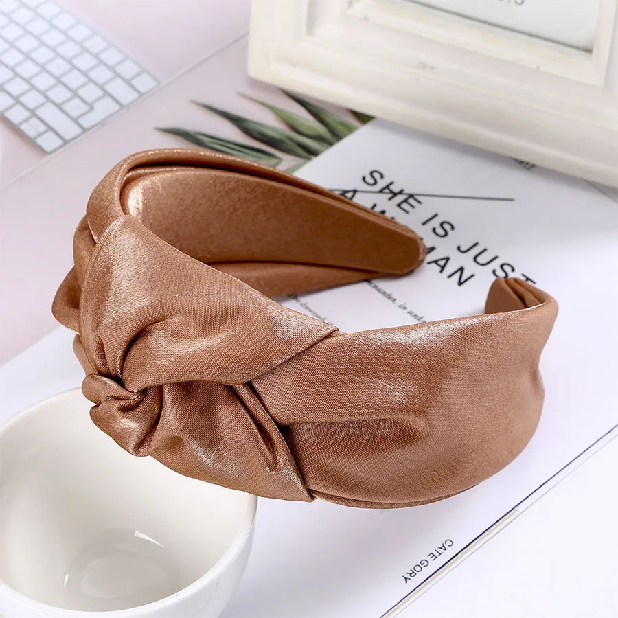 Haimeikang Fashion New Bezel Headdress Cross knotting Wide-brimmed Headband Autumn Winter Head Hoop Women Hair Accessories - Цвет: Кораллово-Красный