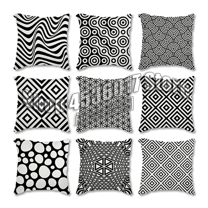 Черный фон Подушка Чехол с принтом геометрических фигур и наволочки для