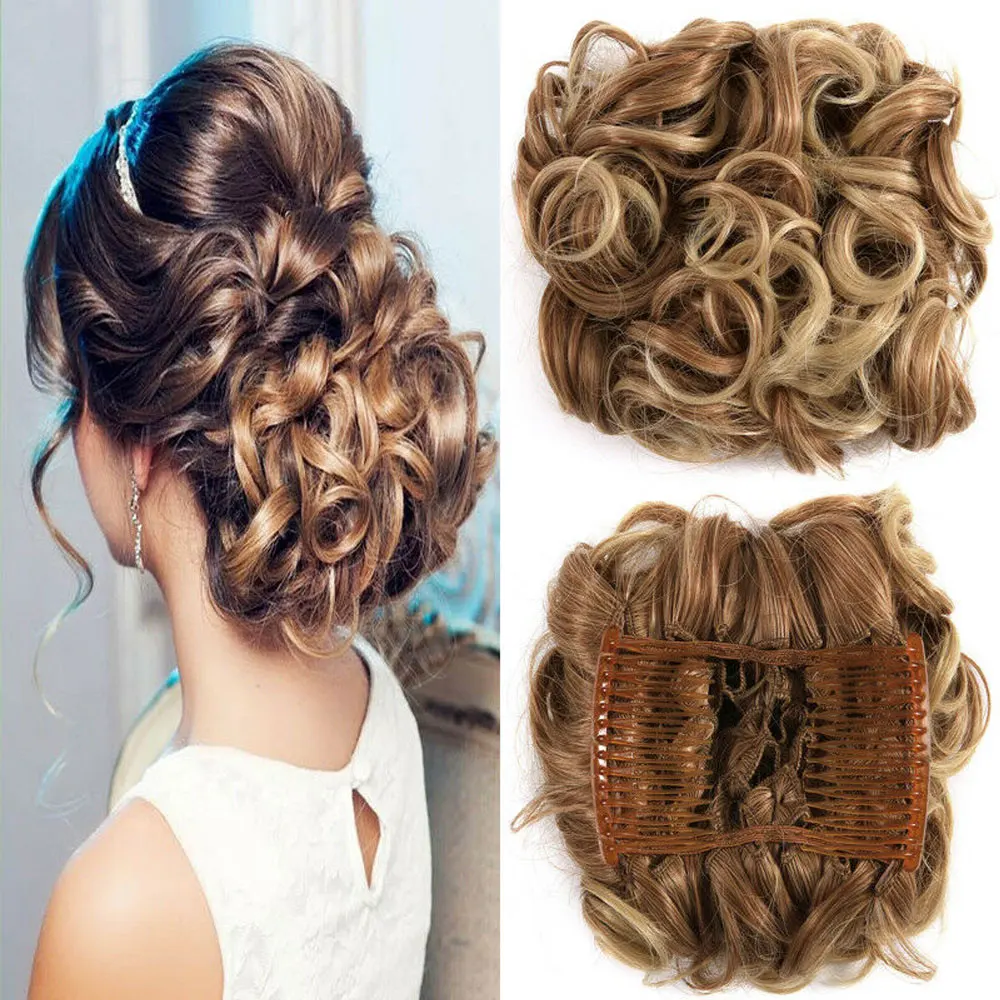 Большой гребень клип в вьющихся волос кусок шиньон свадебное украшение для