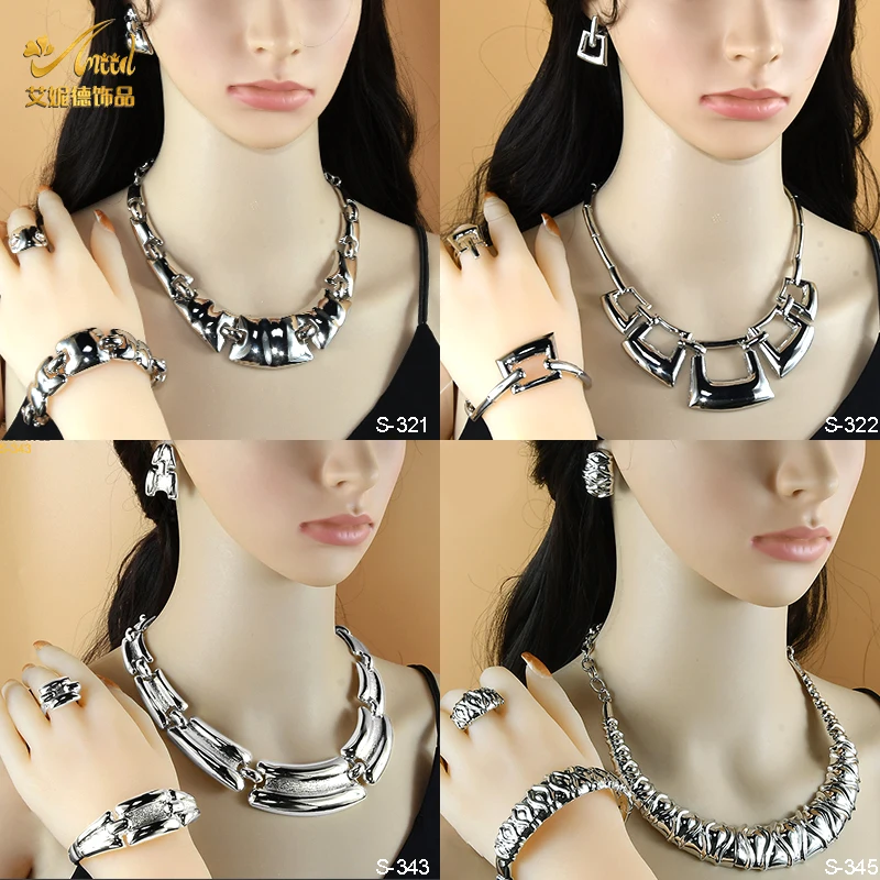 

ANIID African Dubai Jewelry Set Nigerian Bride Wedding Necklace Bracelets Earrings Sets Ethiopian Arab Luxury Necklace Gifts