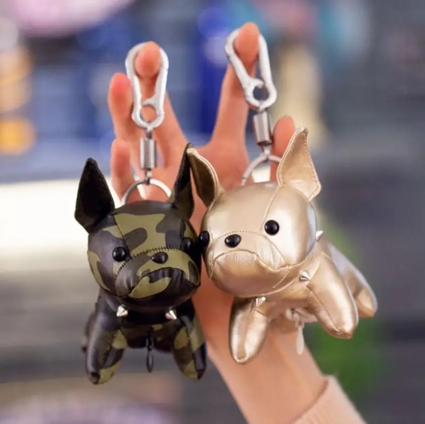 New bulldog bag pendant pu leather stereo doll keychain creative jewelry accessories | Украшения и аксессуары