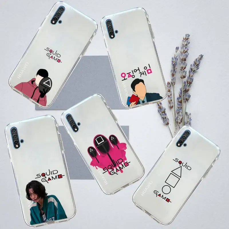 

Squid Game Korea TV series Phone Case Transparent for Huawei honor P mate 40 20 30 10 50 i 9 x mate pro lite 8a