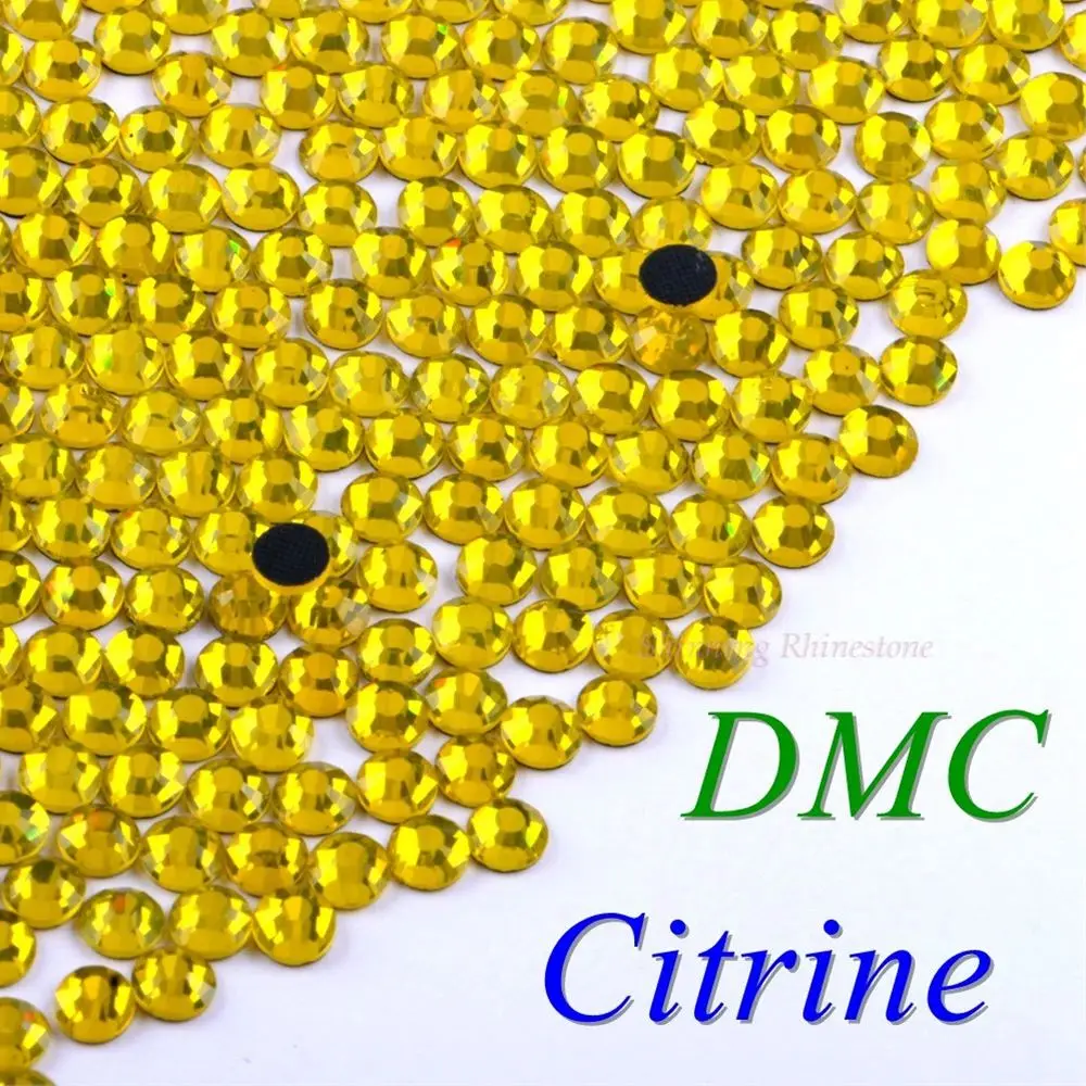 Citrine 42 цвета на выбор! SS6 SS10 SS16 SS20 SS30 смешанные размеры DMC качественные стеклянные кристаллы горячей фиксации Стразы железные Стразы с бриллиантами - Цвет: Citrine