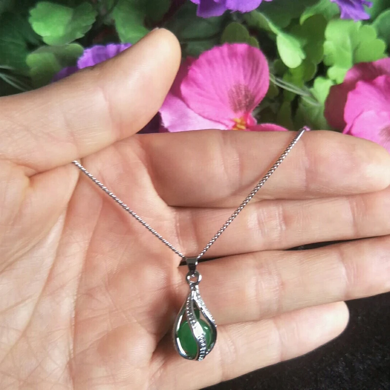 Натуральная искусственная бусина на удачу 925 Серебристая нефритовая подвеска