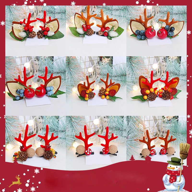 

2 Pcs Christmas reindeer ear headdress children adult cute holiday party show decoration INS popular antler hair headwear