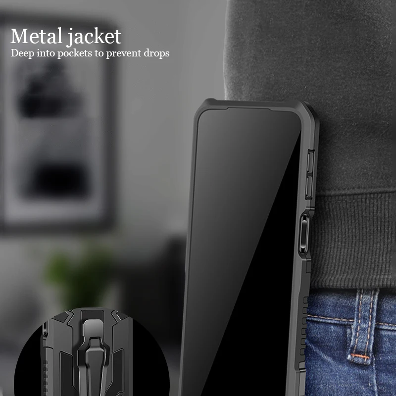 Армированный чехол-накладка для POCO X3 NFC Pro ударопрочный с зажимом ремня и