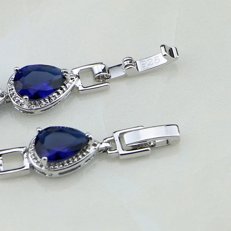 Ювелирные изделия из стерлингового серебра 925 пробы голубой циркон Белый CZ