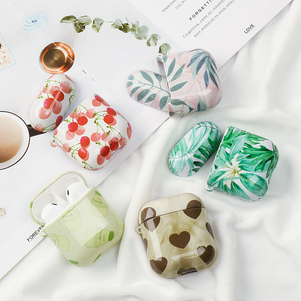 Чехлы с листьями для AirPods 1 Air pods 2 Роскошный чехол Apple Airpod 2nd 1st зарядная коробка Fundas
