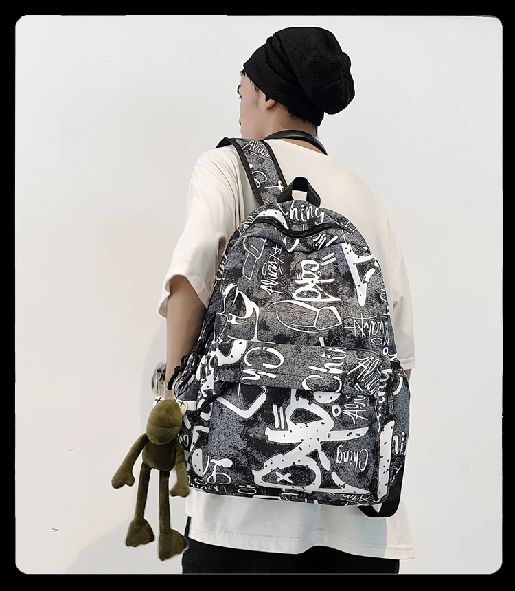 

Модный Индивидуальный мужской рюкзак для студентов колледжа, школьный рюкзак для студентов младшей и старшей школы, дорожный рюкзак с граф...