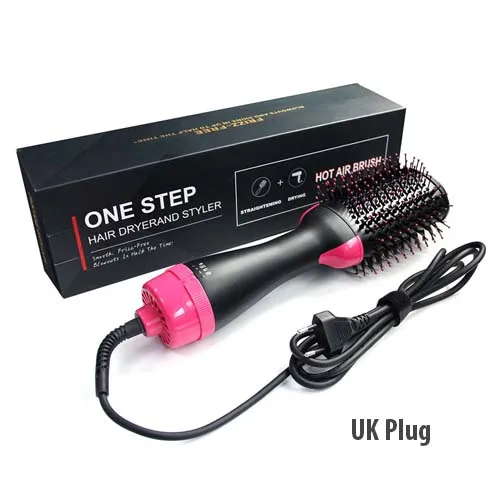 UK black with box Расческа для волос, расческа для распутывания волос, одношаговая расческа для волос и объемная щетка, 3 в 1, фен-выпрямитель, бигуди, Расческа для укладки - Цвет: UK black with box