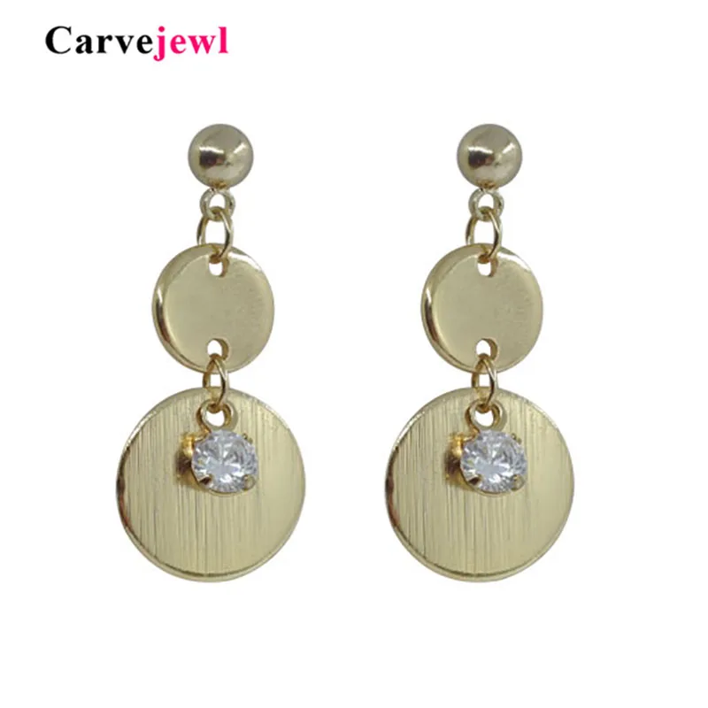 Серьги подвески Carvejewl с круглыми дисками фианитами висячие серьги для женщин