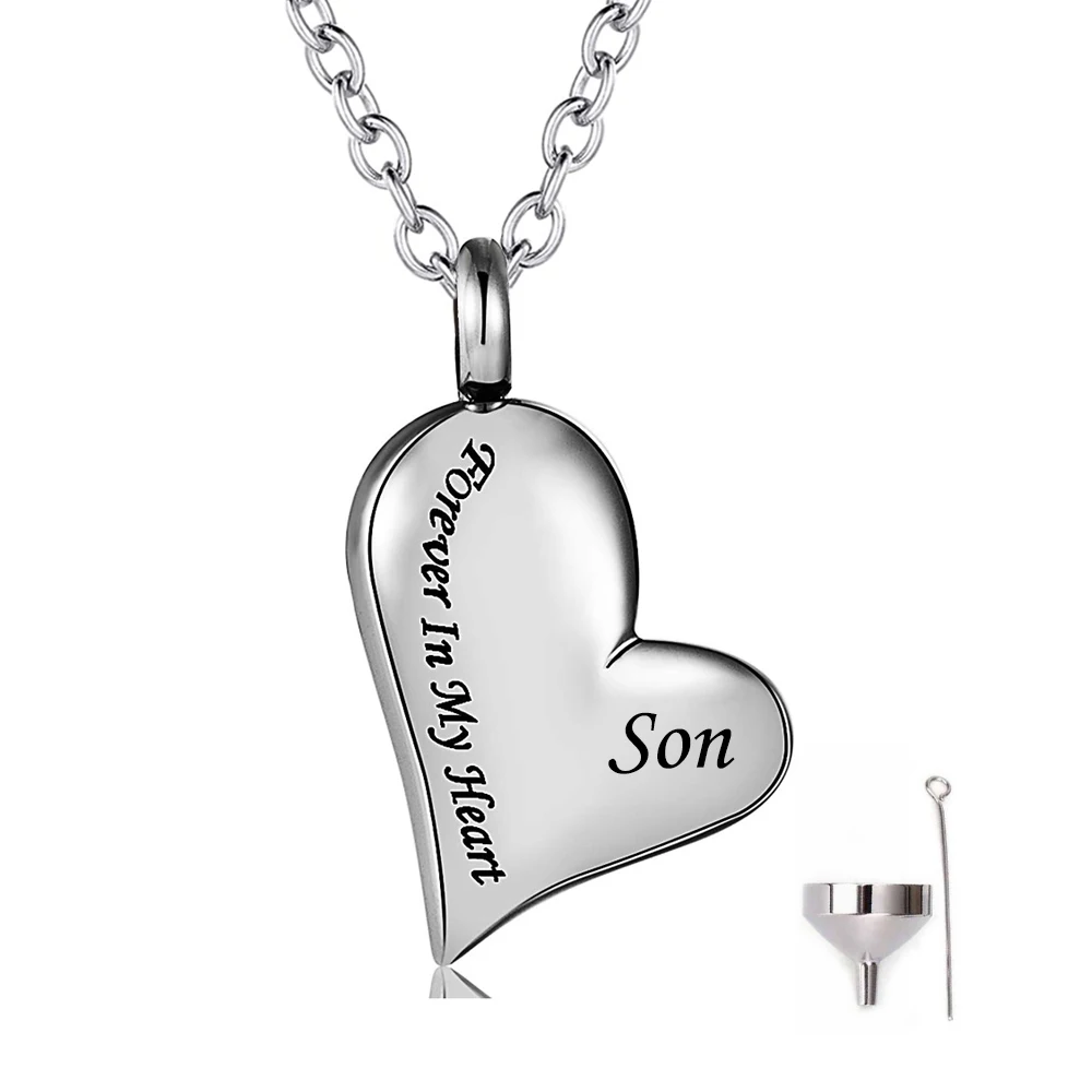 

Heart Cremation Urn Ashes Necklace Forever in My Heart Engraved Keepsake Memorial Pendant Stainless Steel Jewelry for Loved One