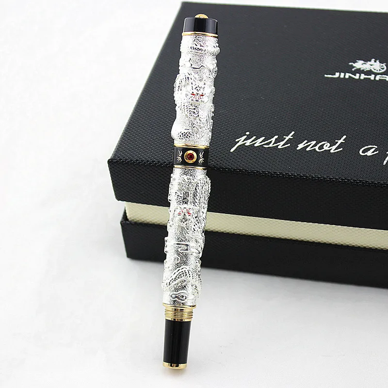Jinhao двойной дракон/змеиная винтажная Роскошная авторучка/ручка держатель полностью Металлическая резьба тиснение Тяжелая Подарочная Ручка Коллекция
