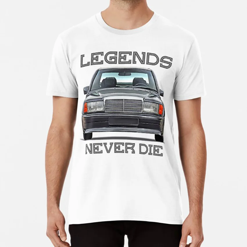 Футболка W201 Legends Never Die 190 e 190e mercedes evo 190evo w201 evo w201 w 201 w201 подарок w201 - Цвет: Белый