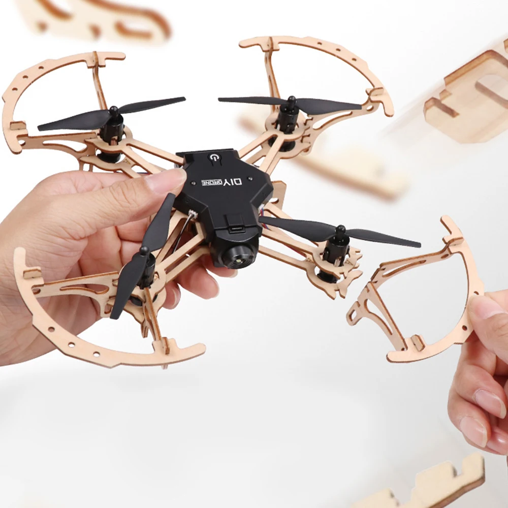 Детский деревянный DIY Дрон Мини карманный гоночный RC Собранный Квадрокоптер с