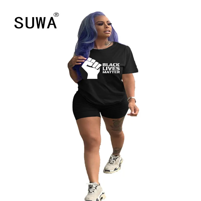 

Летний комплект из двух предметов, женская футболка с шикарным принтом, Классическая туника + облегающие байкерские шорты с высокой талией, ...