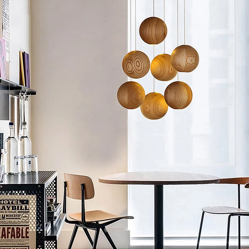 Скандинавский шар из твердой древесины подвесные светильники китайские