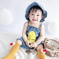 new summer infant one piece clothes for baby boys baby girls cute cartoon lemon printed denim suspenders rompers send hats