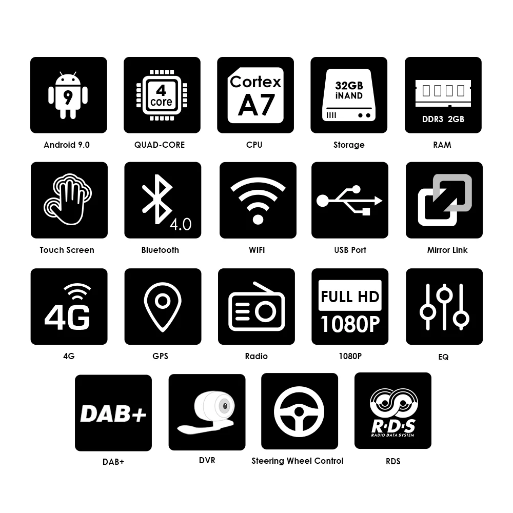 9 &quot/10 1&quot 4 ядра автомобильный мультимедийный плеер 2 din Android стерео радио Bluetooth wifi