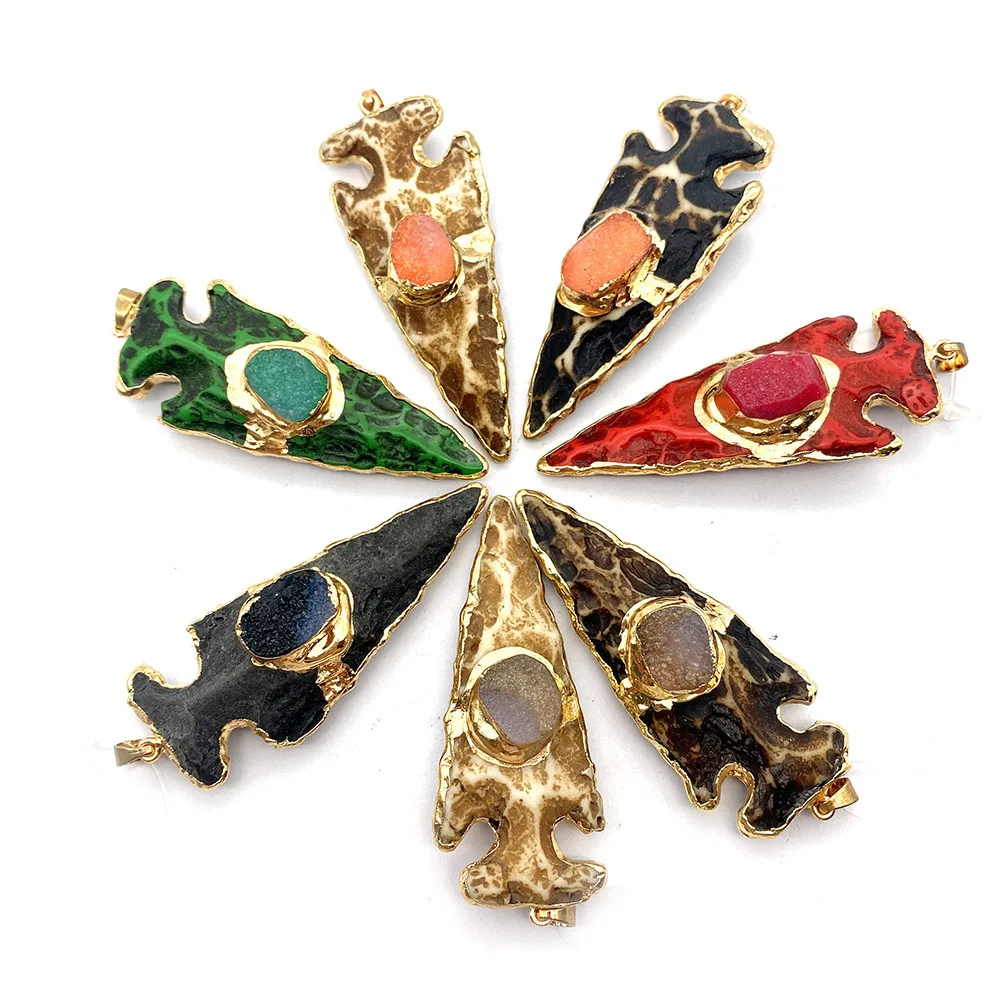 

1pcs Natural Stone Resin Ox Bone Pendant Tapered Plating Necklace Bracelet Accessory Charm Crafts DIY Creation Pendant Jewelry