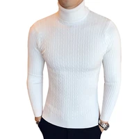 winter high neck thick warm sweater mens sweaters slim fit pullover men knitwear male double collar