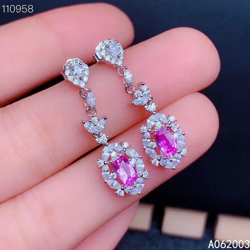 Женские серьги гвоздики с натуральным розовым топазом|Серьги-гвоздики| |