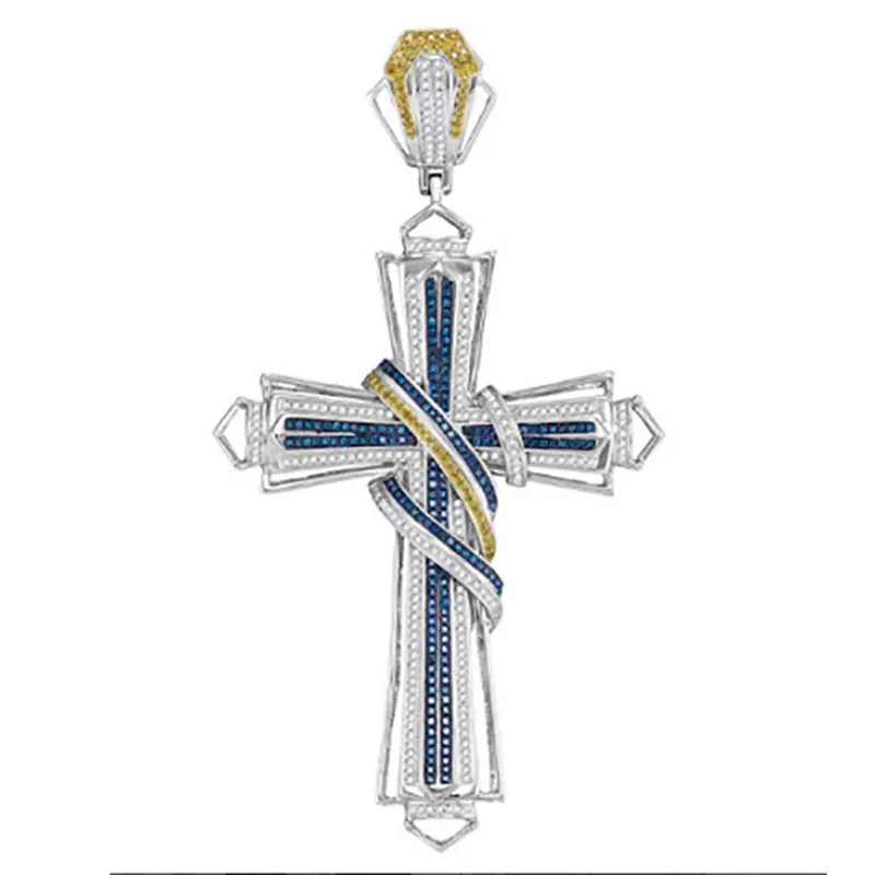 

2021 Vintage Silver Color Entwined Mixed Fancy Crystal Cross Necklace For Women Pendant Jewelry Accessories