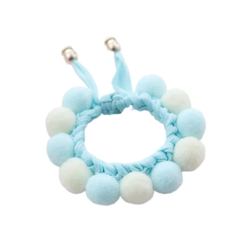 

Plush Ball Dog Collar Cat Necklace Sweet Pet Scarf Cute Kitty Accessories Pink Puppy Neck Strap with Pearl Yorkie Pug