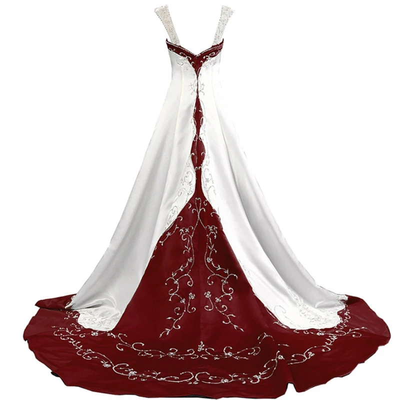 Новинка атласное свадебное платье в готическом стиле с квадратным вырезом