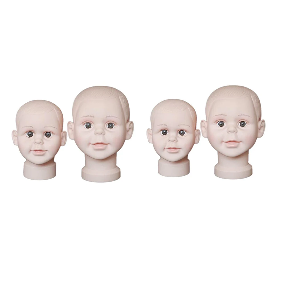 

4packs PVC Child Kids Baby Boys Girls Hat Wig Toupee Jewelry Display Makeup Hairdressing Training Mannequin Head