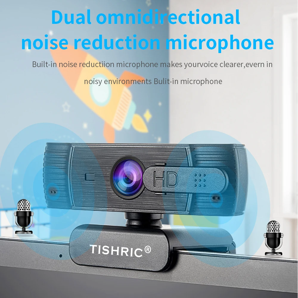 TISHRIC T200 Webcam Full HD 1080p Video Recording Web Camera With Microphone Noise Reduction For PC Laptop Autofocus | Компьютеры и