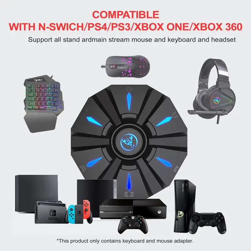 HXSJ/P9 Controller Gaming Keyboard Mouse Converter Adapter For PS4 / PS3 Xbox One 360 Switch Consoles Pc Headset | Электроника