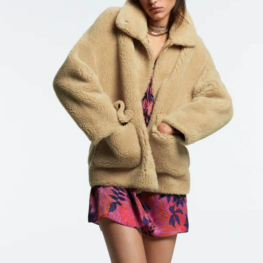 

Женская универсальная блузка Za, Повседневная однотонная блузка с эффектом искусственного меха, Осень-зима 2021