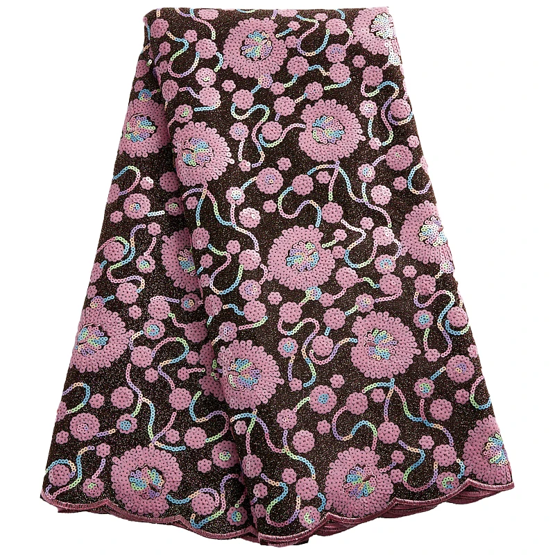 

SJD LACE High Quality African Velvet Lace Fabirc 2022 Flowers Sequins Sewing Embroidery Nigreian Fabric Women Wedding DressA2456