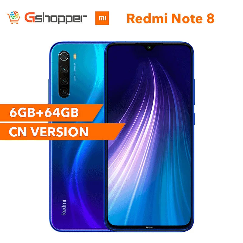 Оригинальный Xiaomi Redmi Note 8 6 ГБ ОЗУ 64 Гб ПЗУ 3 &quotSnapdragon 665 48MP четыре камеры заднего вида 4000 мАч 18 Вт Распознавание