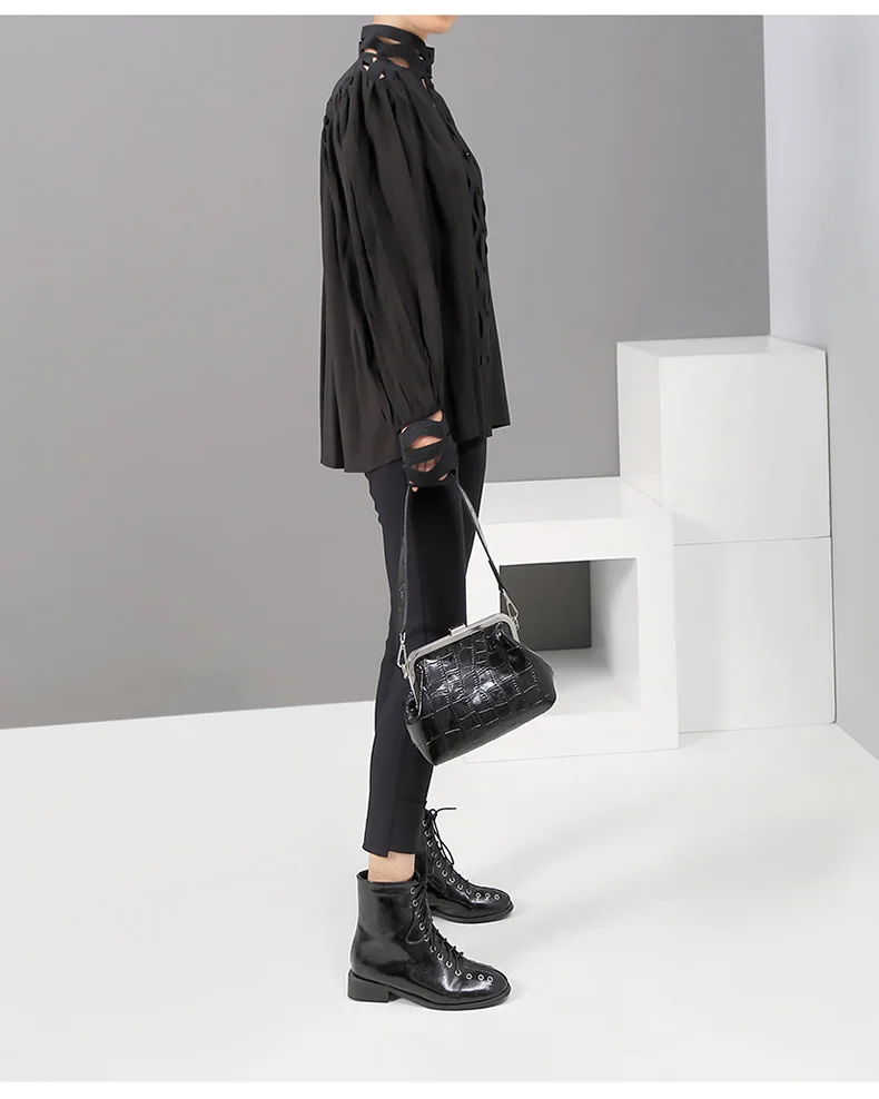 Max LuLu/модные корейские женские топы в стиле панк, хлопковые блузки, осенние женские сексуальные рубашки с дырками, Безразмерные с высоким воротом, свободная одежда