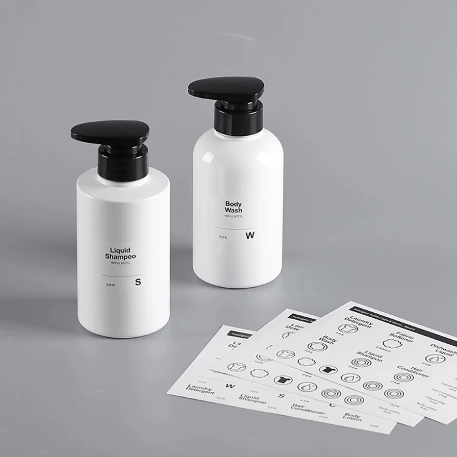 Bottle Stickers Self Adhesive Printed Labels for Shampoo Lotion Soap Dispenser Clothes Laundry Room Kitchen Home Use | Дом и сад