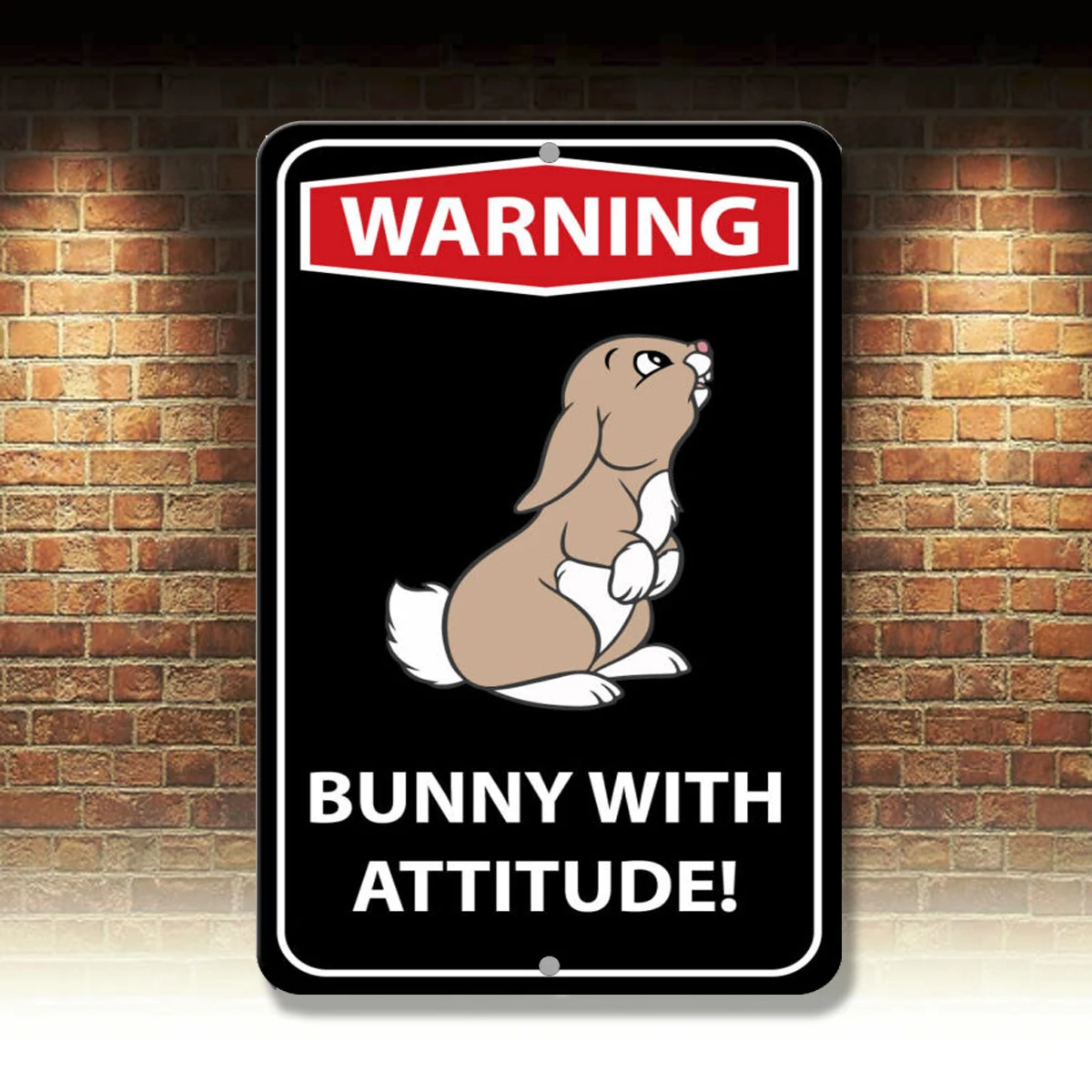 

Warning Bunny With Attitude Novelty Funny Metal Sign 8 in x 12 in