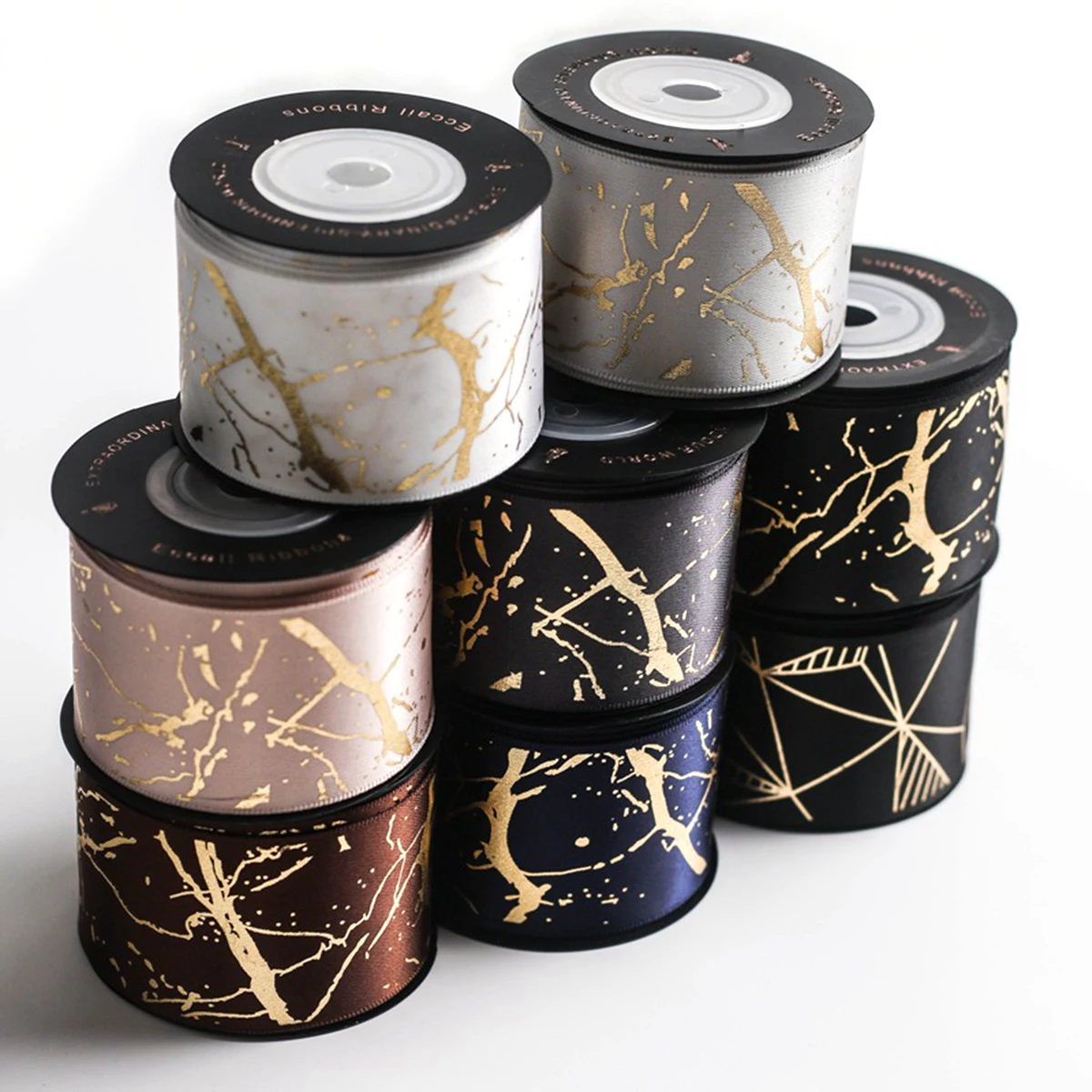 

10 Yards/roll 38 mm Gold Foil Printed Satin Ribbons DIY Crafts Gifts Packaging Fashion Wedding Candy Decoration