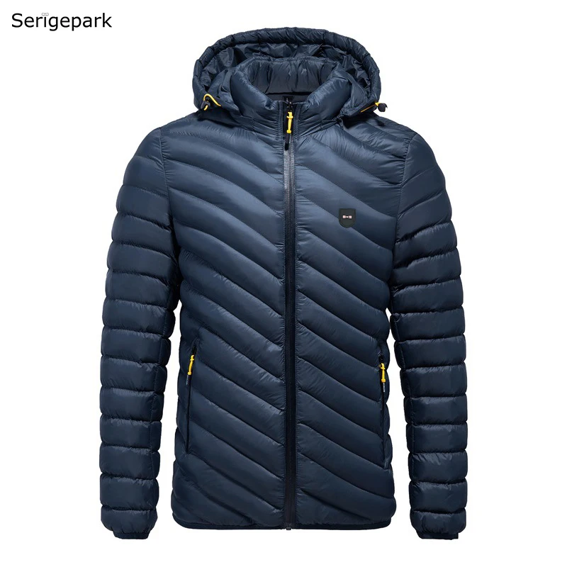 Мужская однотонная теплая куртка SERIGE Зимняя коллекция удобное Мужское пальто в