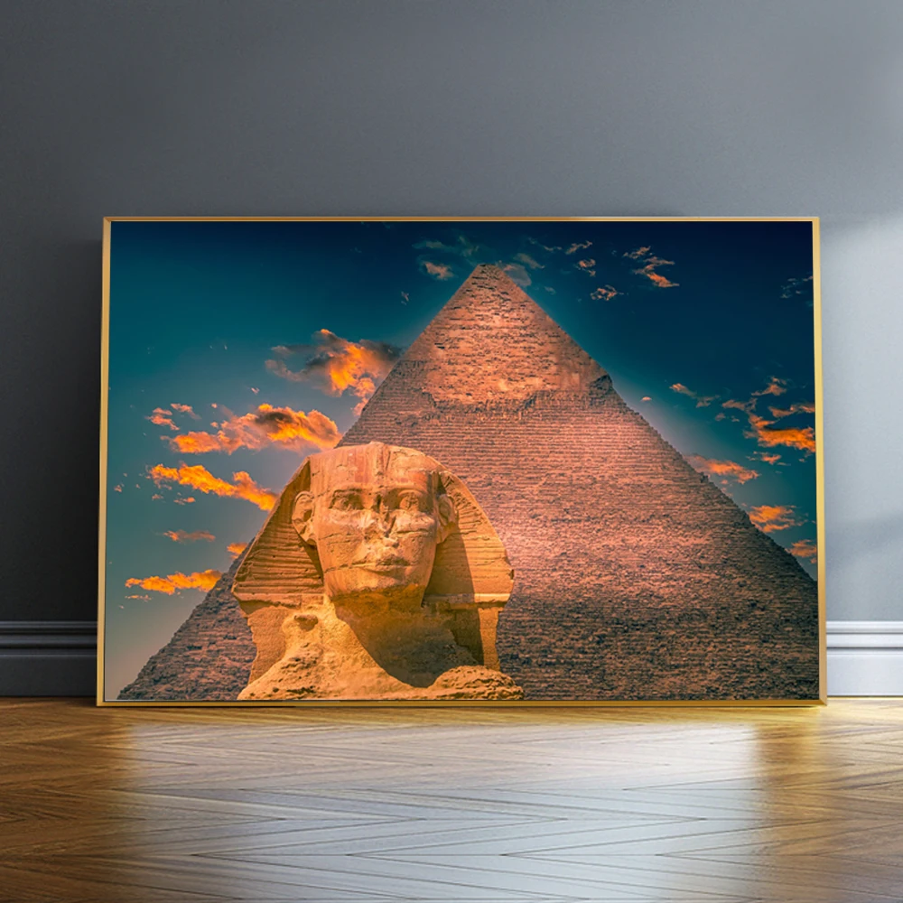 

Egyptian Pyramids Posters and Prints Sphinx HD Canvas Painting on the Wall Art Decor Famous Landscape Pictures For Living Room