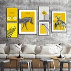 Скандинавский абстрак желтая лошадь Жираф дорожный знак холст живопись настольная лампа велосипед оформление гостиной настенные фрески