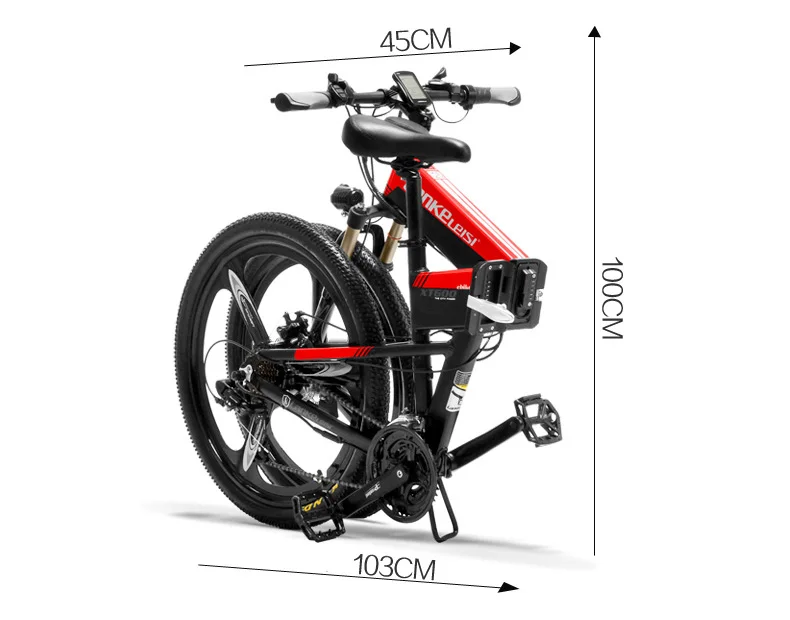 XT600 26 ''складной электровелосипед 21 Скорость горный велосипед 400W 12.8Ah сильный Мощность 5 уровней помощи педалированию Сенсор дольше выносливость