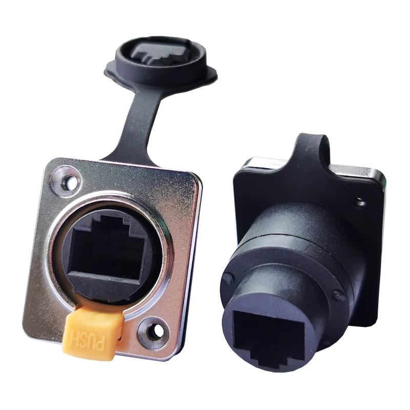 Straight RJ45 водонепроницаемый разъем NE8FDX CAT6A Ethernet, прямой и прямой, гнездовой панельный разъем, розетки RJ45 Ethernet разъем - Цвет: Straight