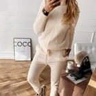 Женский трикотажный спортивный костюм MVGIRLRU, Однотонный свитер с высоким воротом и эластичные брюки, Осень-зима