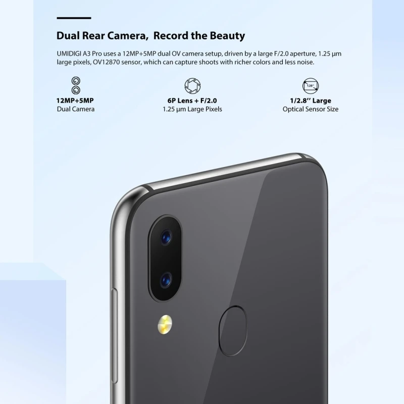 UMIDIGI A3 Pro Global Dual 4G смартфон 5,7 ''2.5D полный экран 3 ГБ+ 32 ГБ Android 8,1 MTK6739 четырехъядерный мобильный телефон 12 Мп+ 5 МП