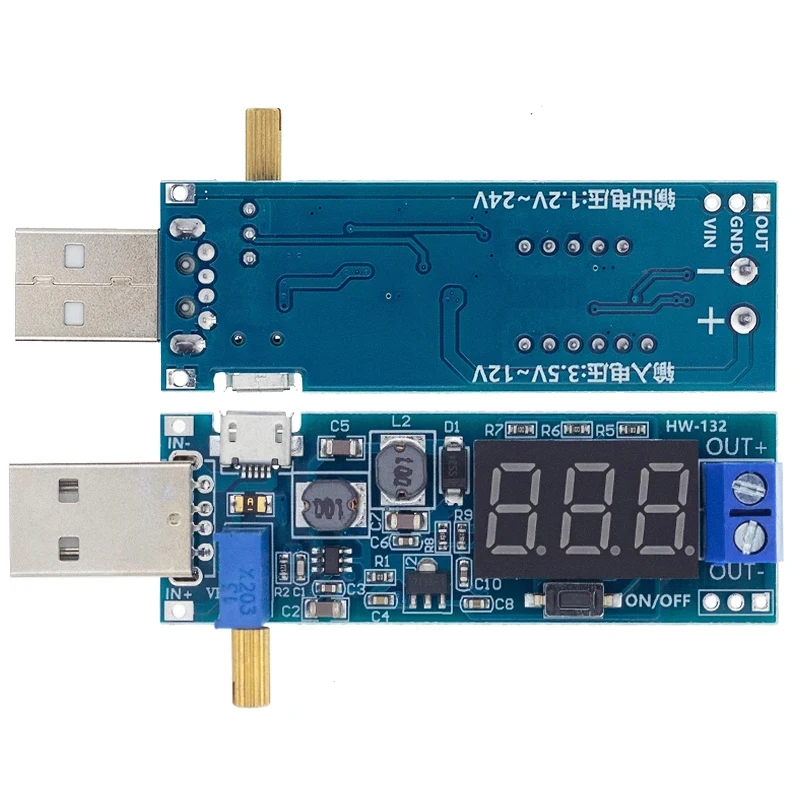 

Boost Buck Converter USB Step UP / Down Power Supply Module DC-DC 5V to 3.3V / 12V Adjustable Out DC 1.2V-24V