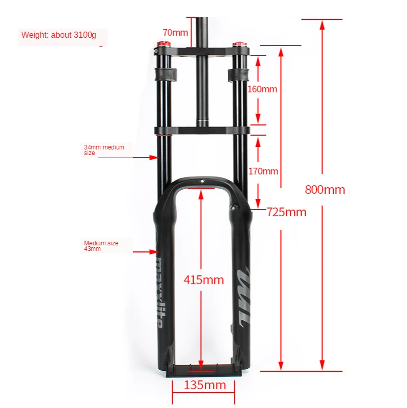 

Catazer Double Shoulder Fat Fork Rebound Adjustment Fat Bicycle 26" 4.0" Air Fork MTB Moutain Bike 26inch 135mm Magnesium Alloy