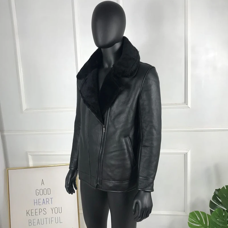 Куртка мужская кожаная ветрозащитная Классическая теплая Модная Повседневная