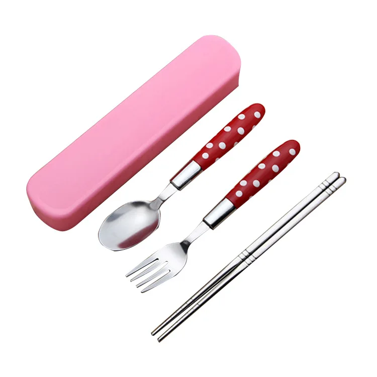 Набор столовых приборов из нержавеющей стали пластиковая ручка набор трех